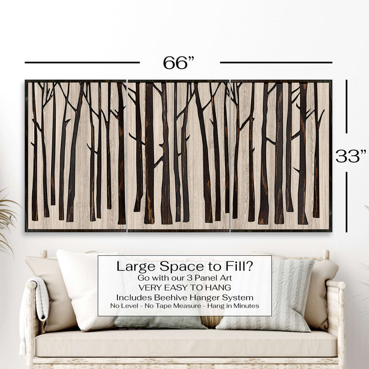 Custom birch tree wood wall art. Dimensional wood wall art handcrafted in the United States. Made from wood and expertly crafted with intricate details, these pieces bring the beauty of nature indoors. Whether you&