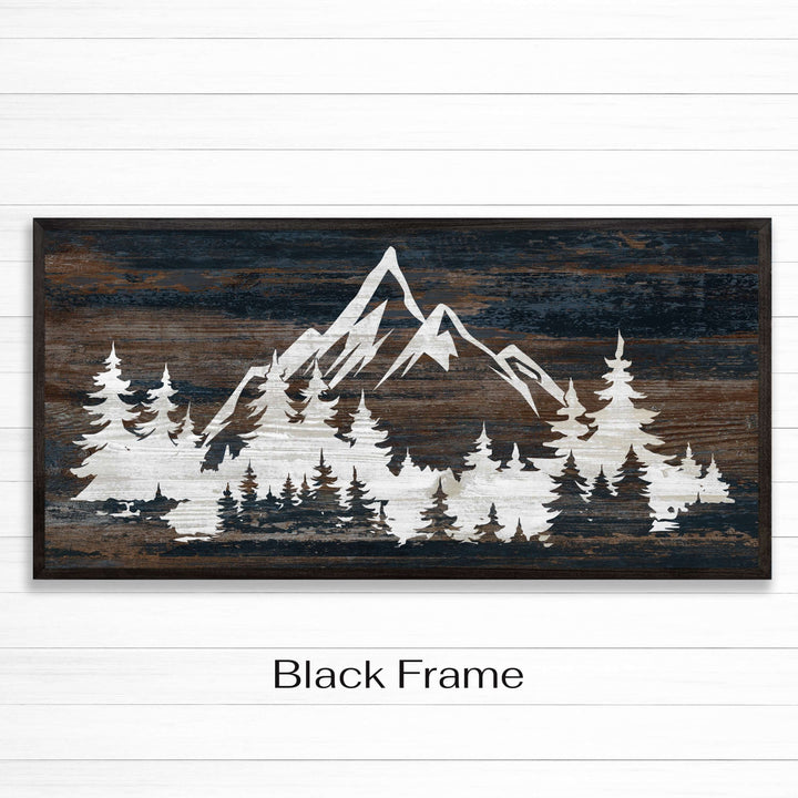 Custom framed canvas mountain art. Cabin and nature wall decor made in Lincoln, Nebraska, USA