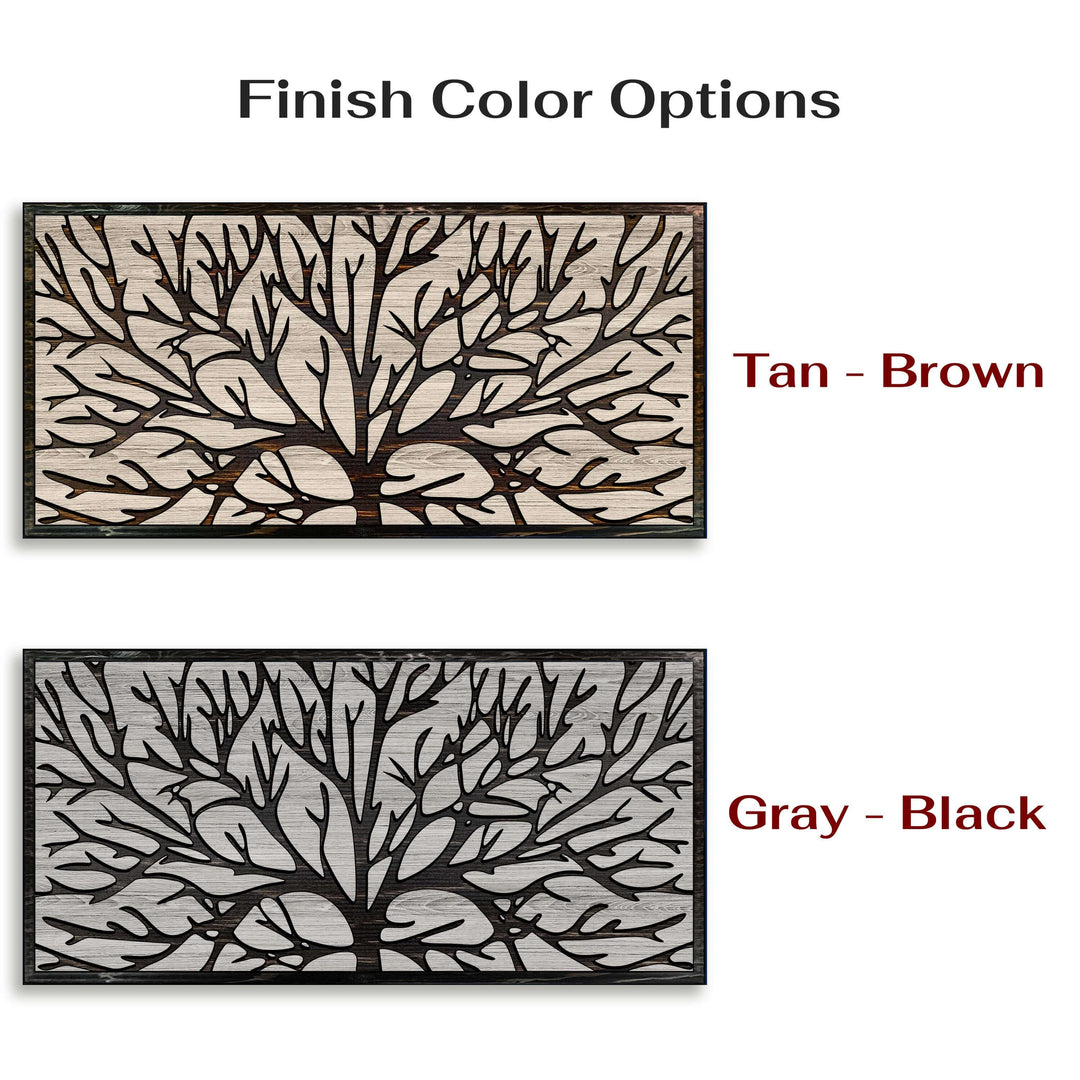 Custom carved abstract tree branch wood wall art that is handmade in the US