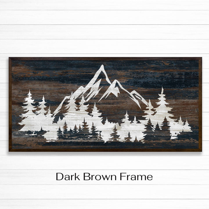 Custom framed canvas mountain art. Cabin and nature wall decor made in Lincoln, Nebraska, USA