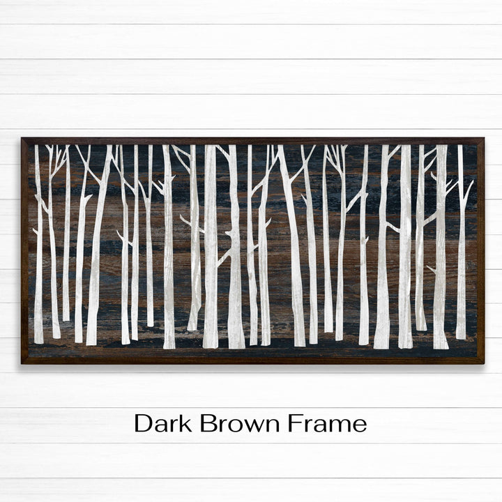Custom framed canvas birch tree wall art. Cabin and nature wall decor made in Lincoln, Nebraska, USA