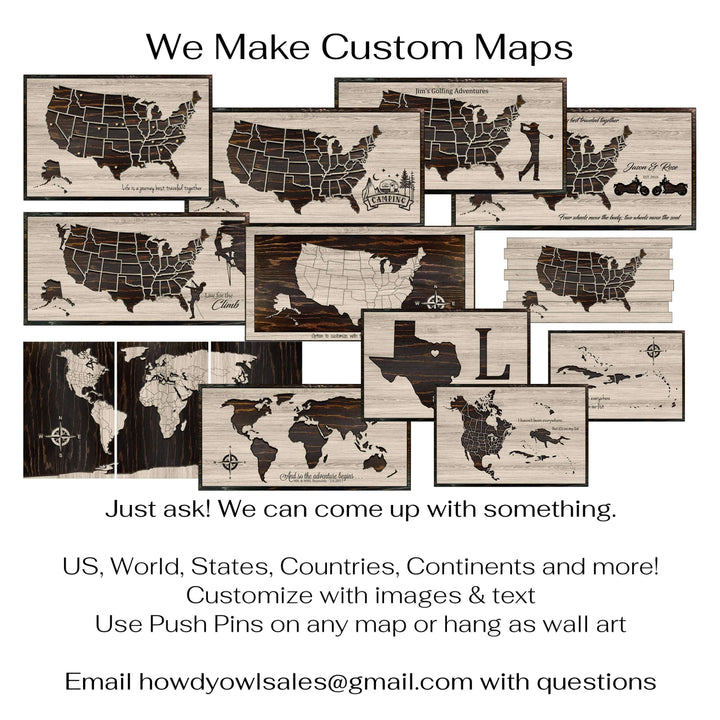 us push pin map wood wall art with custom spiritual or religious verse