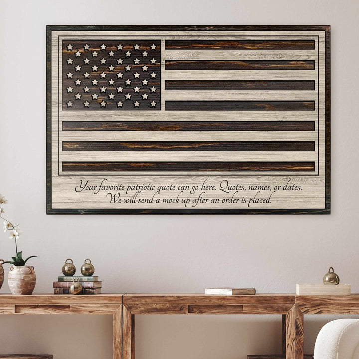 custom carved american flag wood wall art