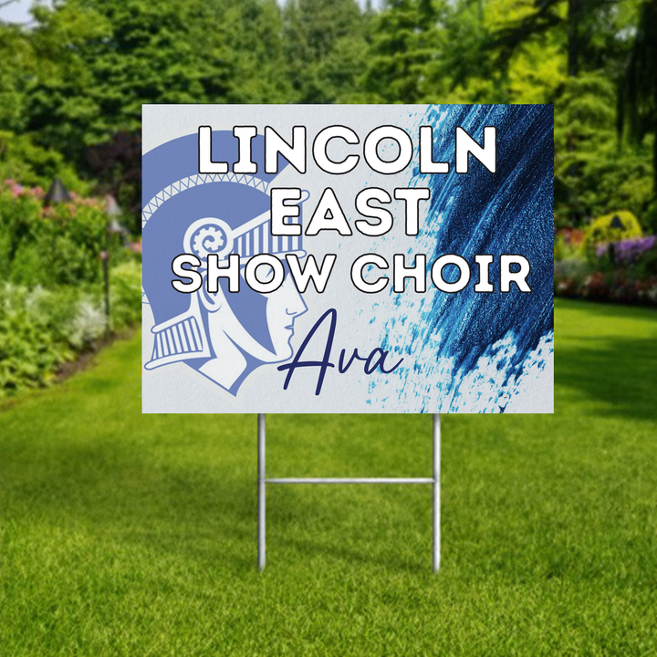 Lincoln East Spartans personalized yard sign with metal H-frame