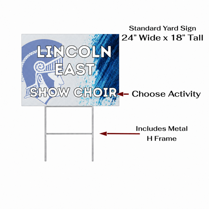 Lincoln East Spartans personalized yard sign with metal H-frame additional information