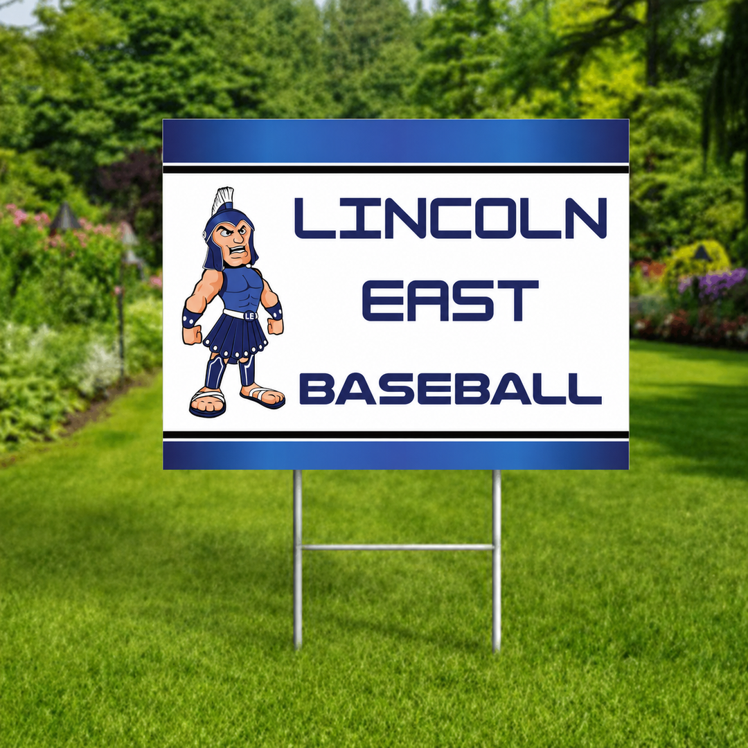 Lincoln East Spartans personalized yard sign with metal H-frame