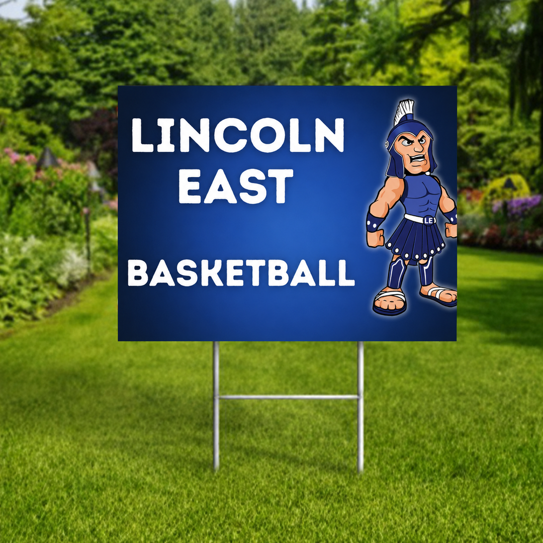 Lincoln East Spartans personalized yard sign with metal H-frame