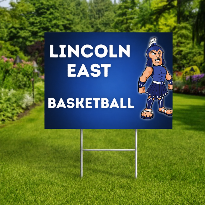Lincoln East Spartans personalized yard sign with metal H-frame