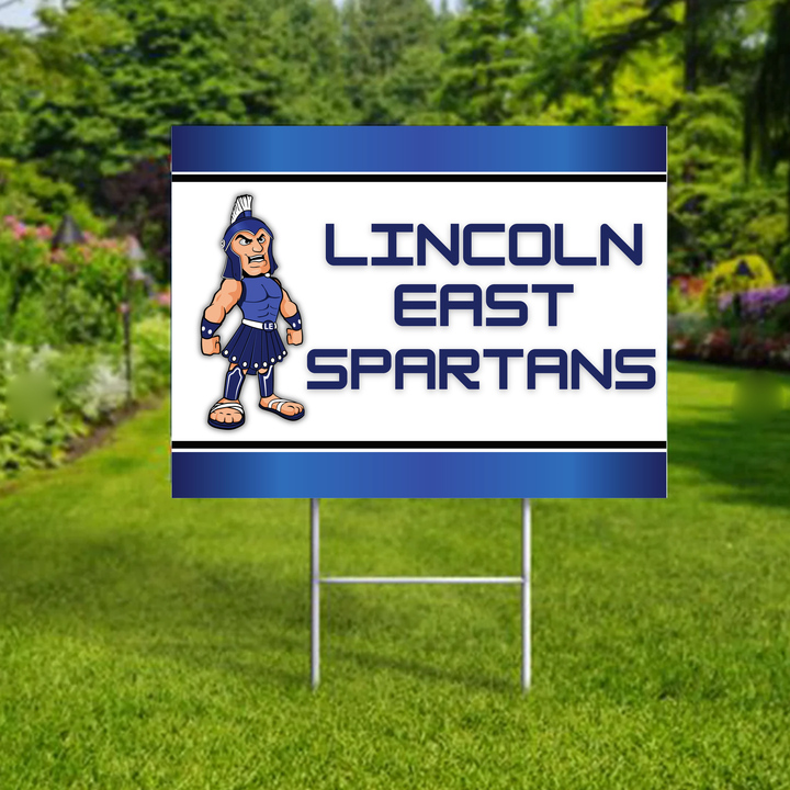 Lincoln East Spartans personalized yard sign with metal H-frame