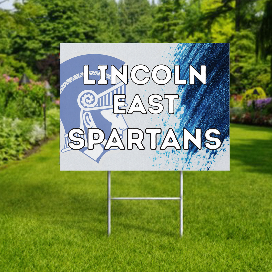 Lincoln East Spartans personalized yard sign with metal H-frame