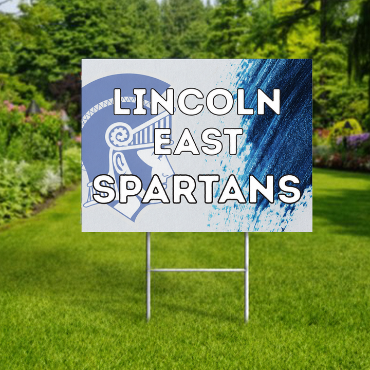 Lincoln East Spartans personalized yard sign with metal H-frame
