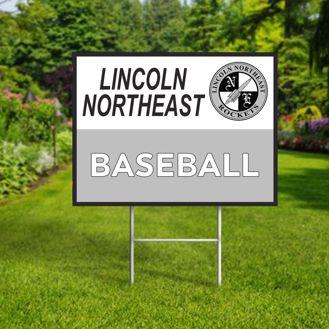 Lincoln Northeast Rockets personalized custom yard signs for sports and activity members