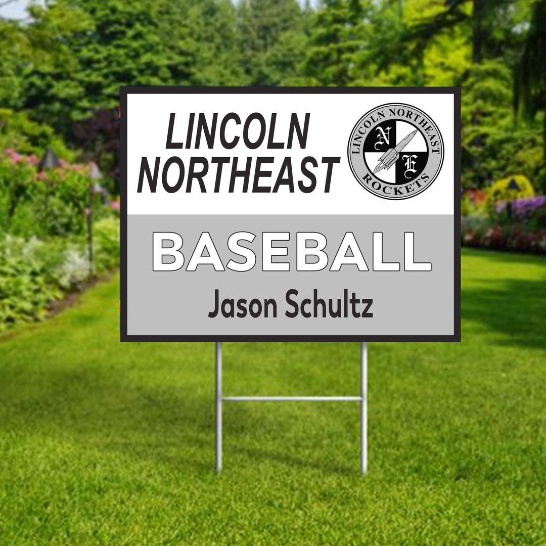 Lincoln Northeast Rockets personalized custom yard signs for sports and activity members