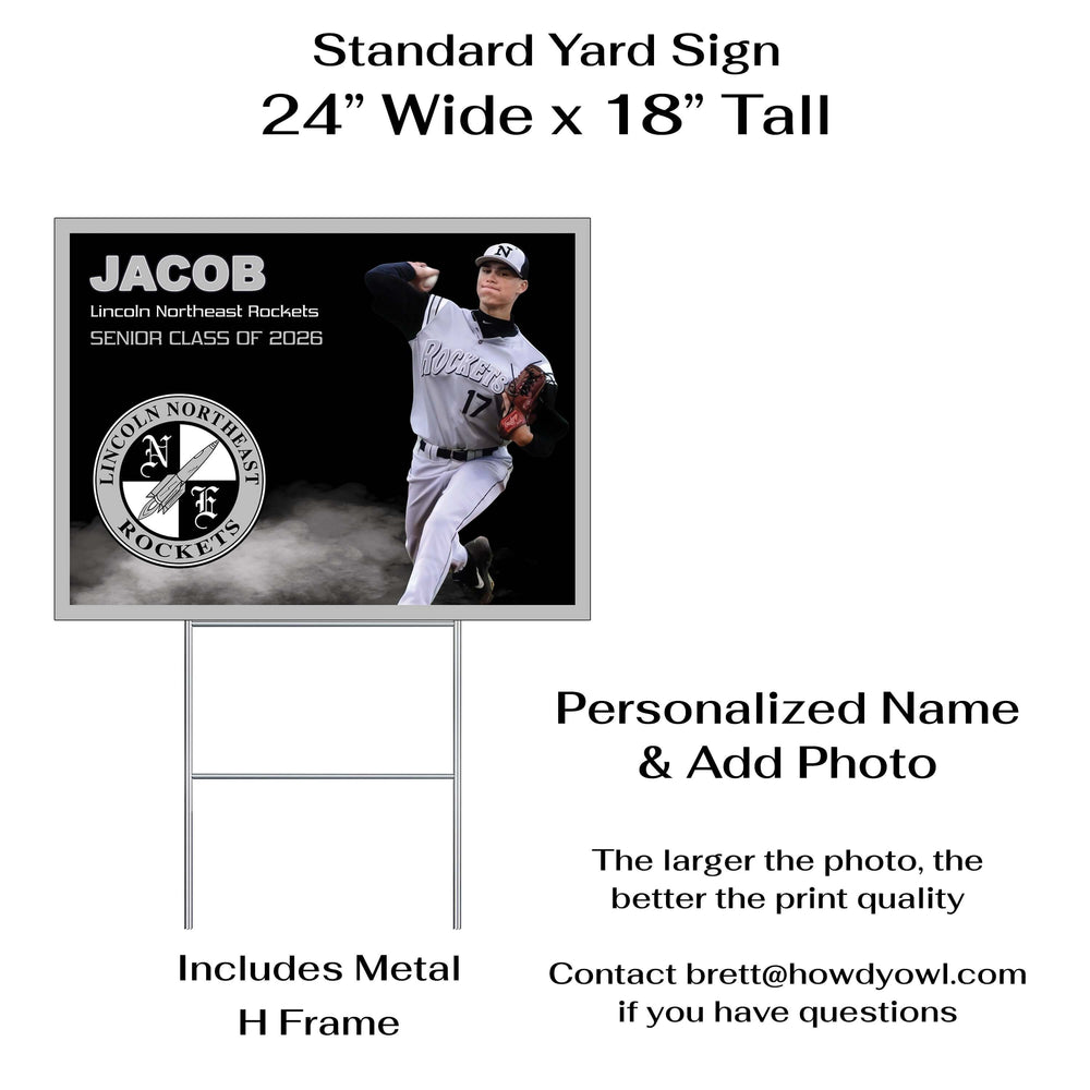 Lincoln Northeast Rockets personalized custom yard signs for sports and activity members
