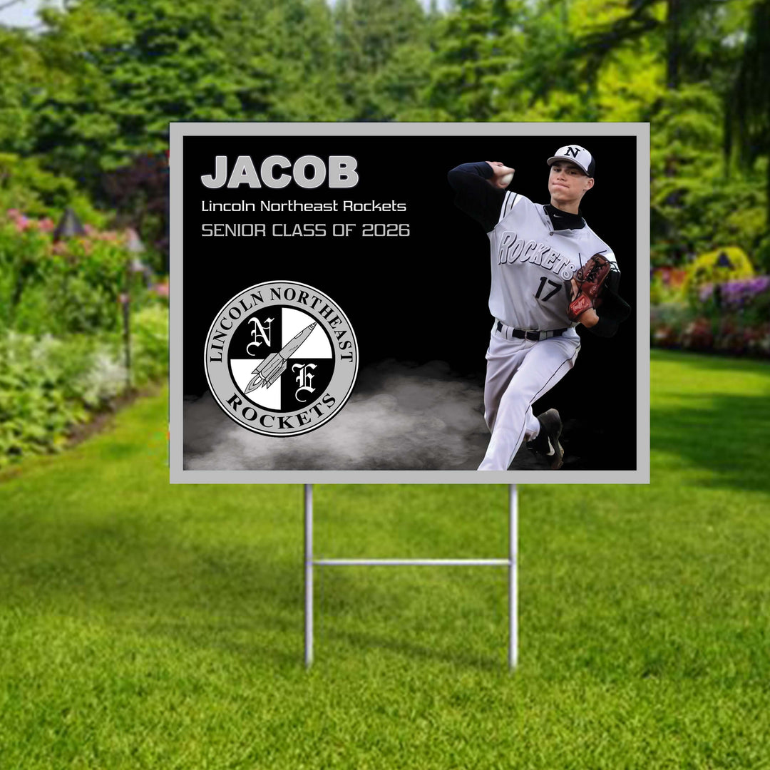 Lincoln Northeast Rockets personalized custom yard signs for sports and activity members