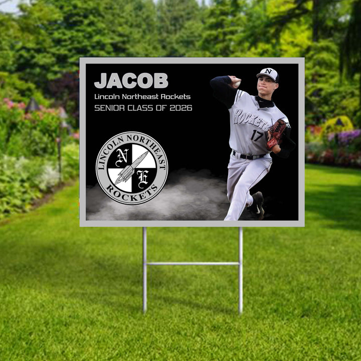 Lincoln Northeast Rockets personalized custom yard signs for sports and activity members