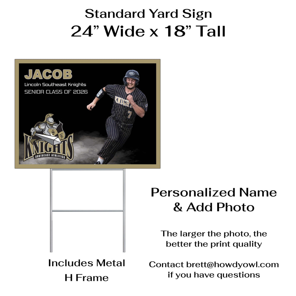 Lincoln Southeast Knights personalized custom yard signs for sports and activity members