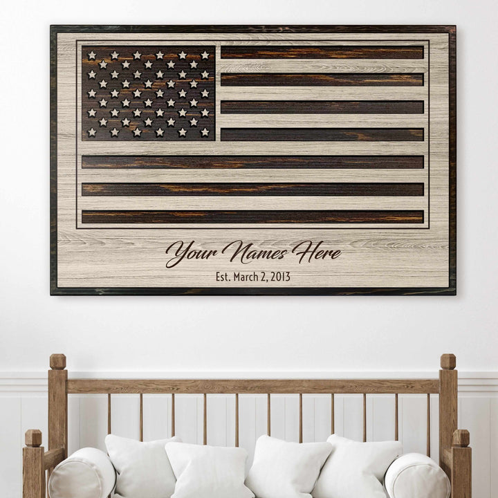 custom carved american flag wood wall art