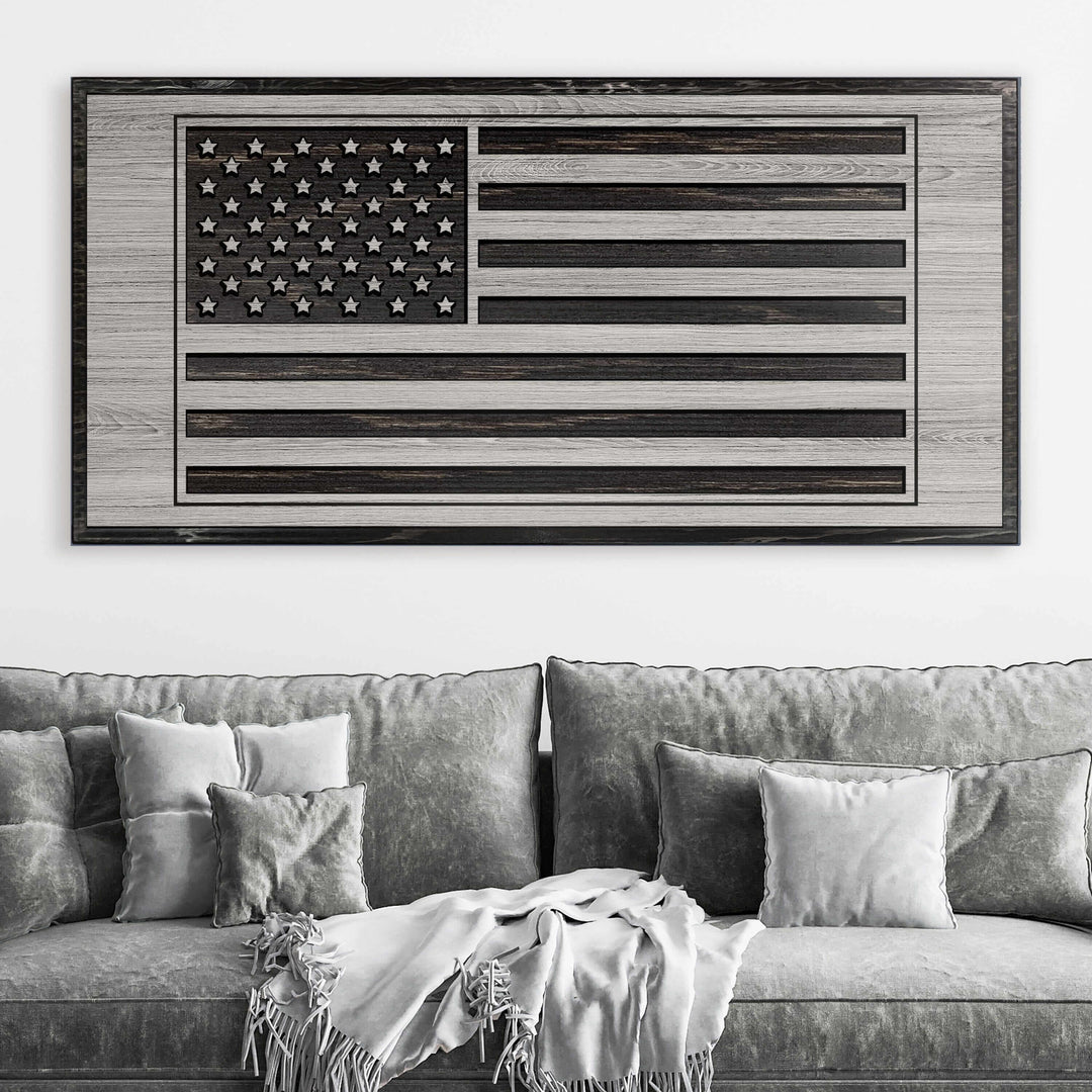 custom carved american flag wood wall art