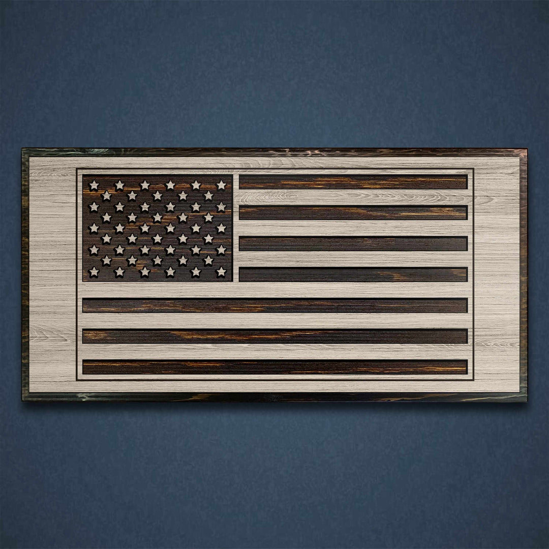 custom carved american flag wood wall art