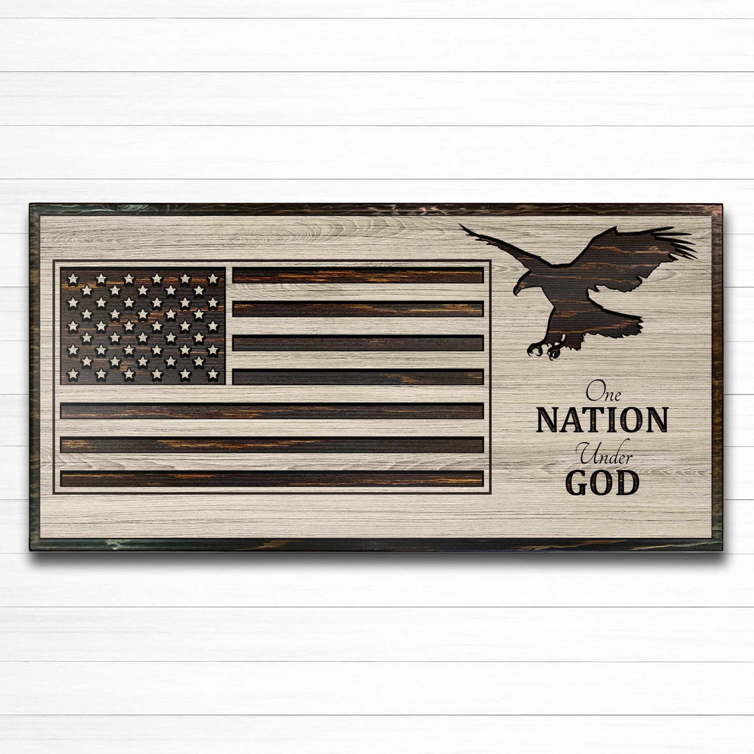 custom carved american flag wood wall art