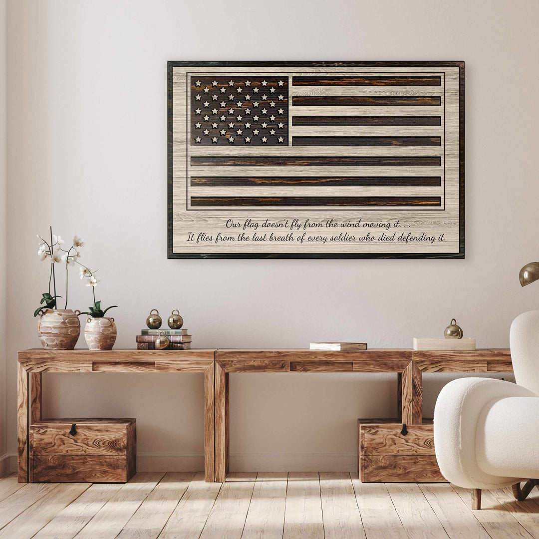 custom carved american flag wood wall art