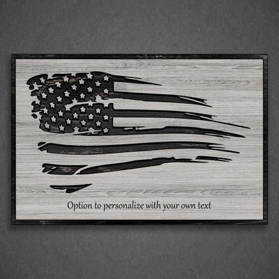 custom carved american shred flag wood wall art
