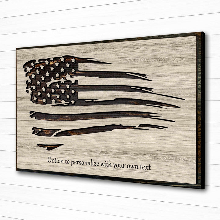 custom carved american shred flag wood wall art