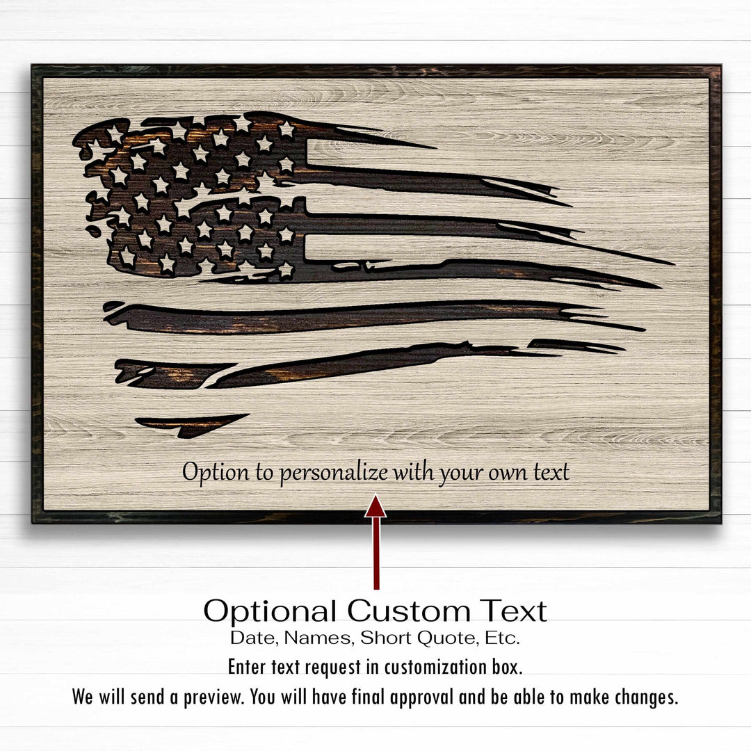custom carved american shred flag wood wall art