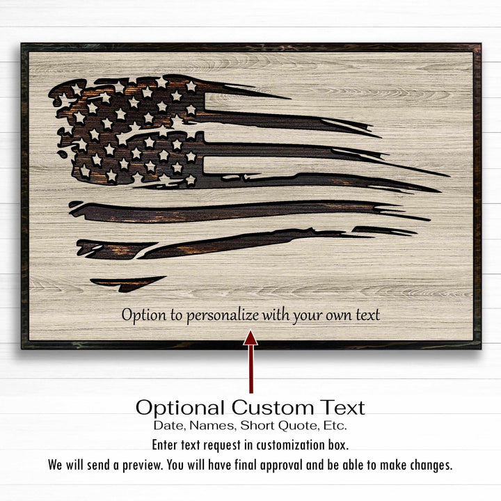 custom carved american shred flag wood wall art