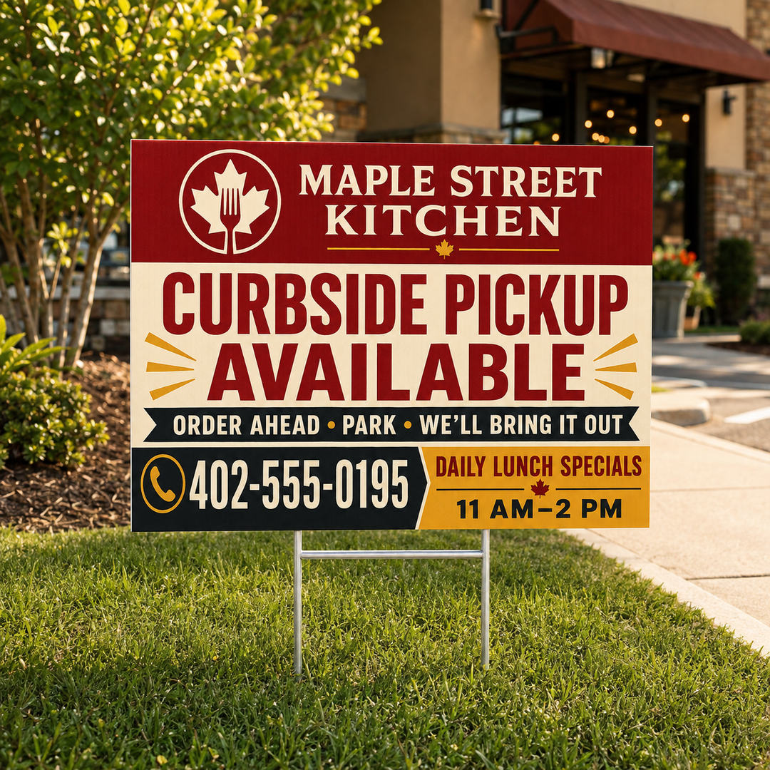 Custom small business and restaurant advertising yard sign