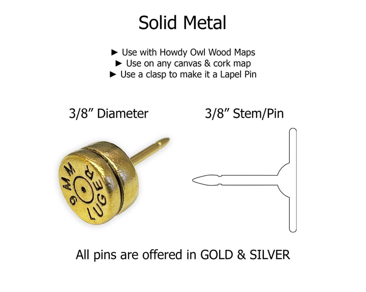 bullet push pins and lapel pins