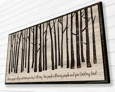 Birch tree wood wall art - Custom nature art