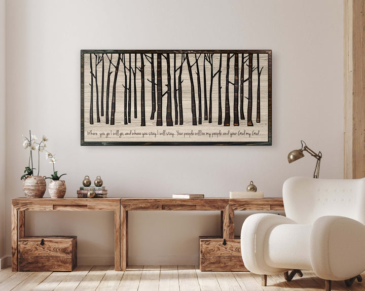 Birch tree wood wall art - Custom nature art