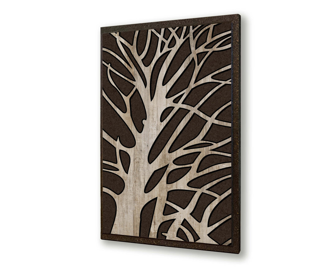 abstract tree wood wall art