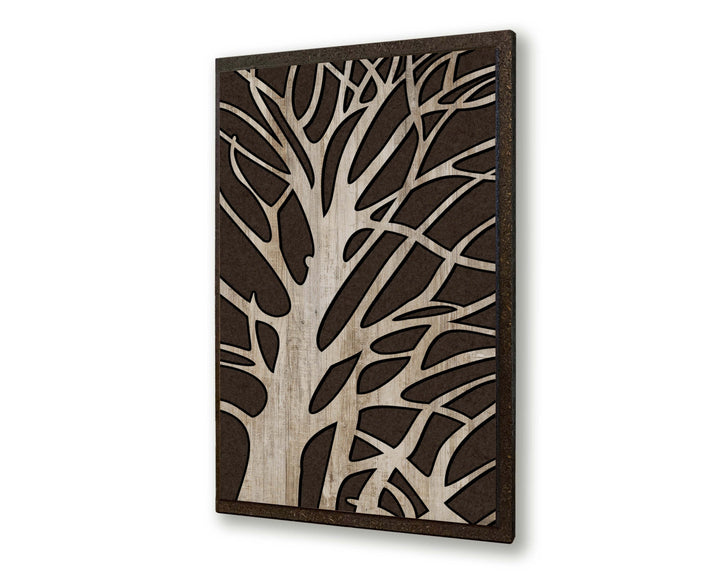 abstract tree wood wall art