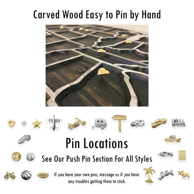 push pins to mark locations