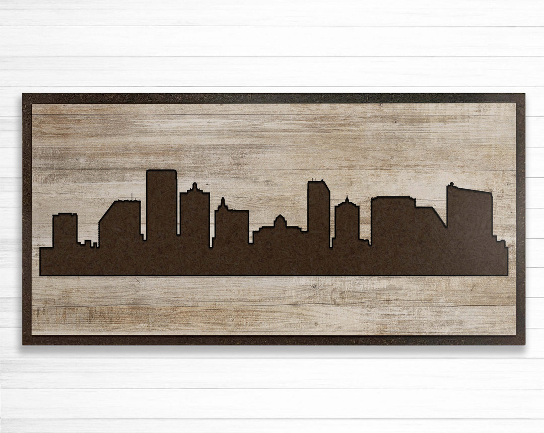 Atlantic City, New Jersey City Skyline Wood Wall Art