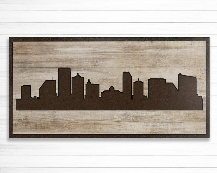 Atlantic City, New Jersey City Skyline Wood Wall Art
