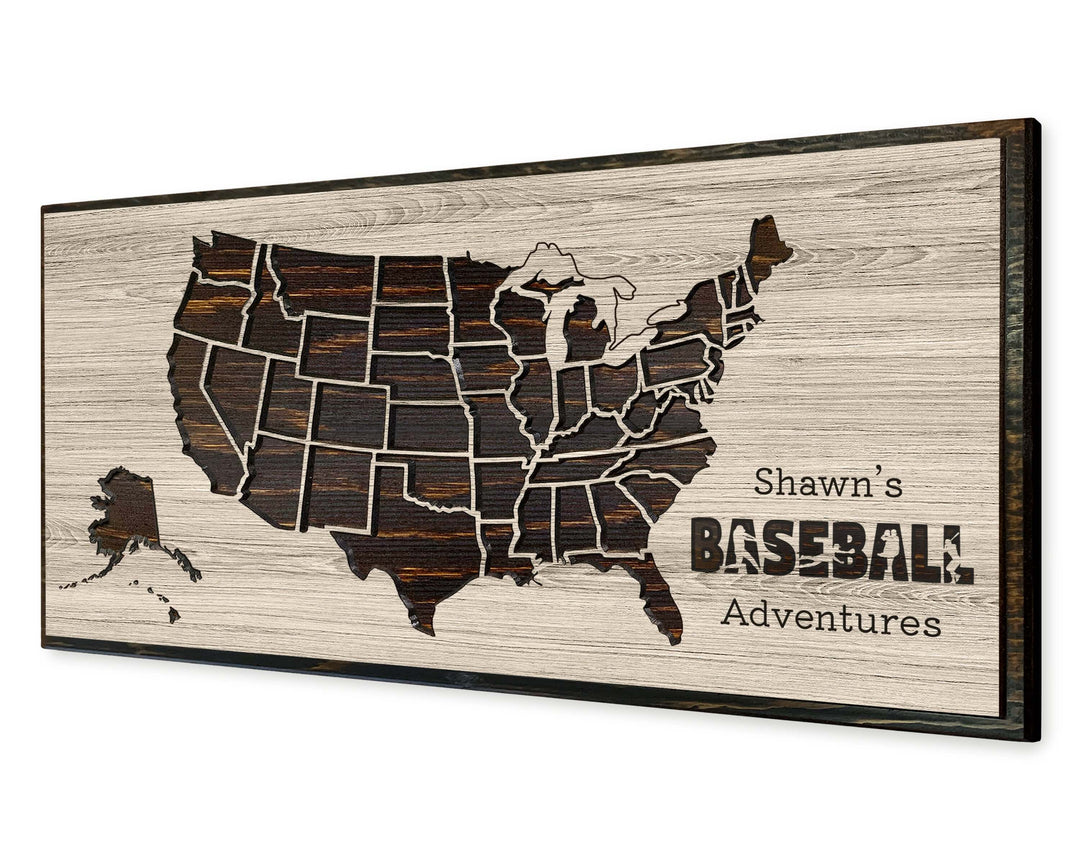US Map Baseball Push Pin Picture