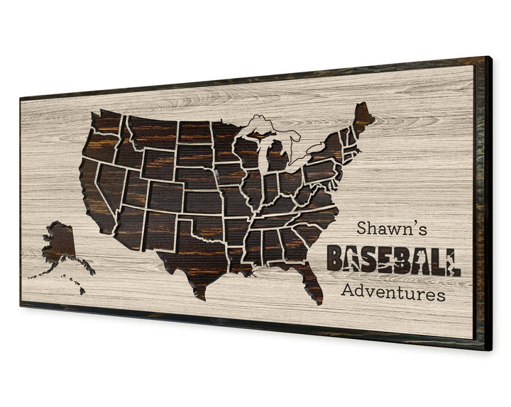 US Map Baseball Push Pin Picture
