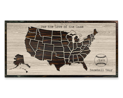 US Map Baseball Wood Wall Art
