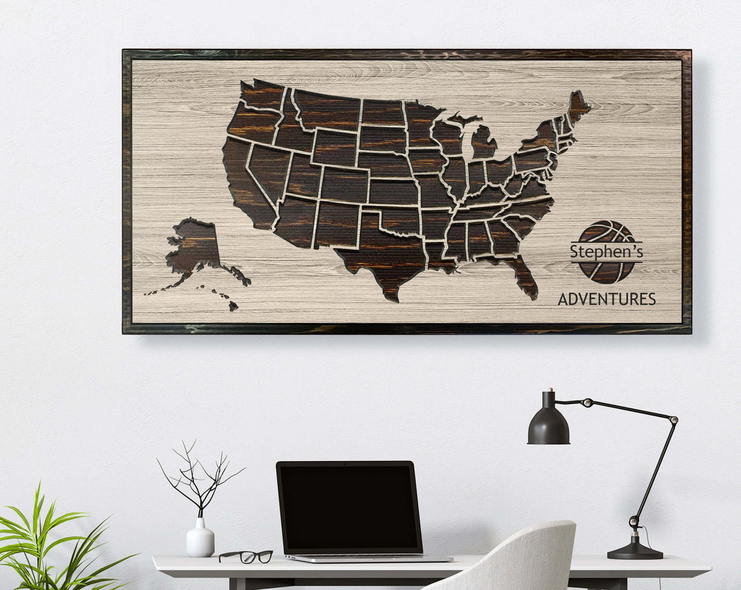 US Basketball Map Wall Art