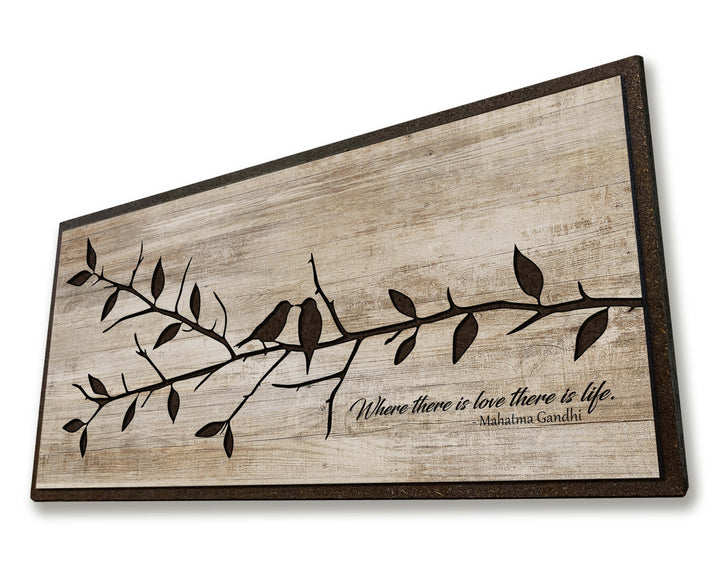 Carved Wood Wall Art Love Birds Modern Farmhouse Sign