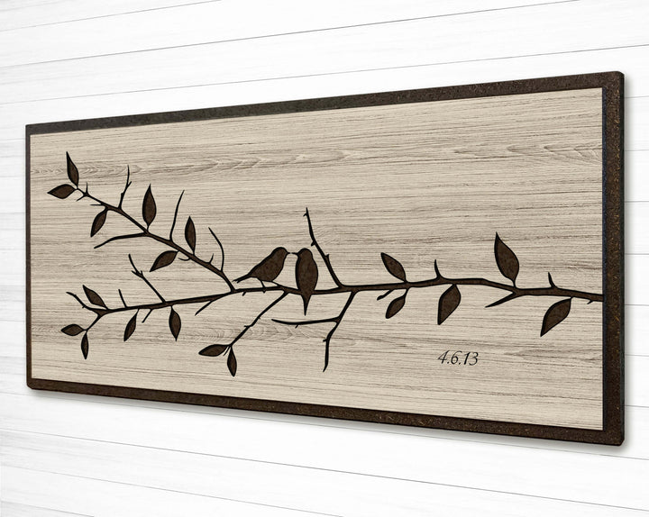 Carved Wood Wall Art Love Birds Modern Farmhouse Sign