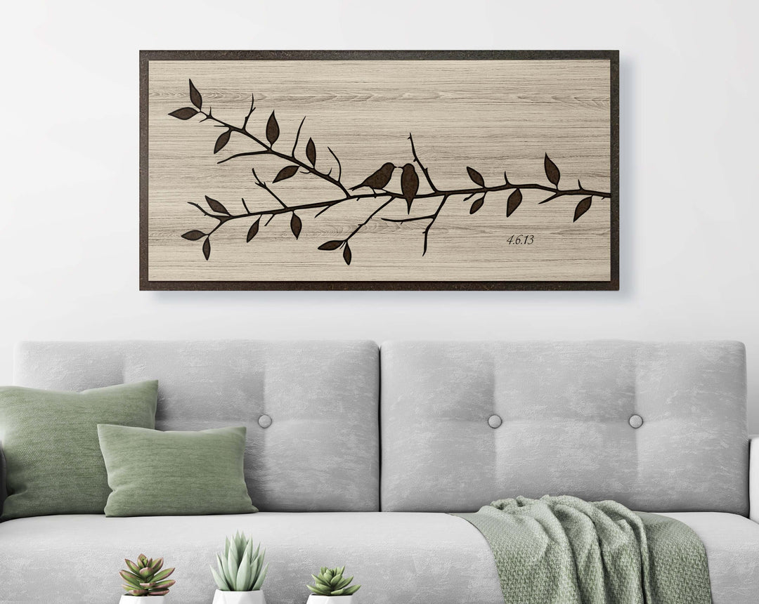 Carved Wood Wall Art Love Birds Modern Farmhouse Sign