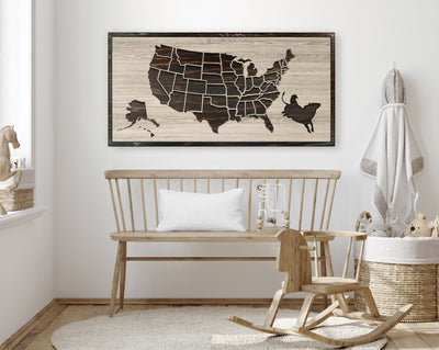 Rodeo US Map Wood Wall Art