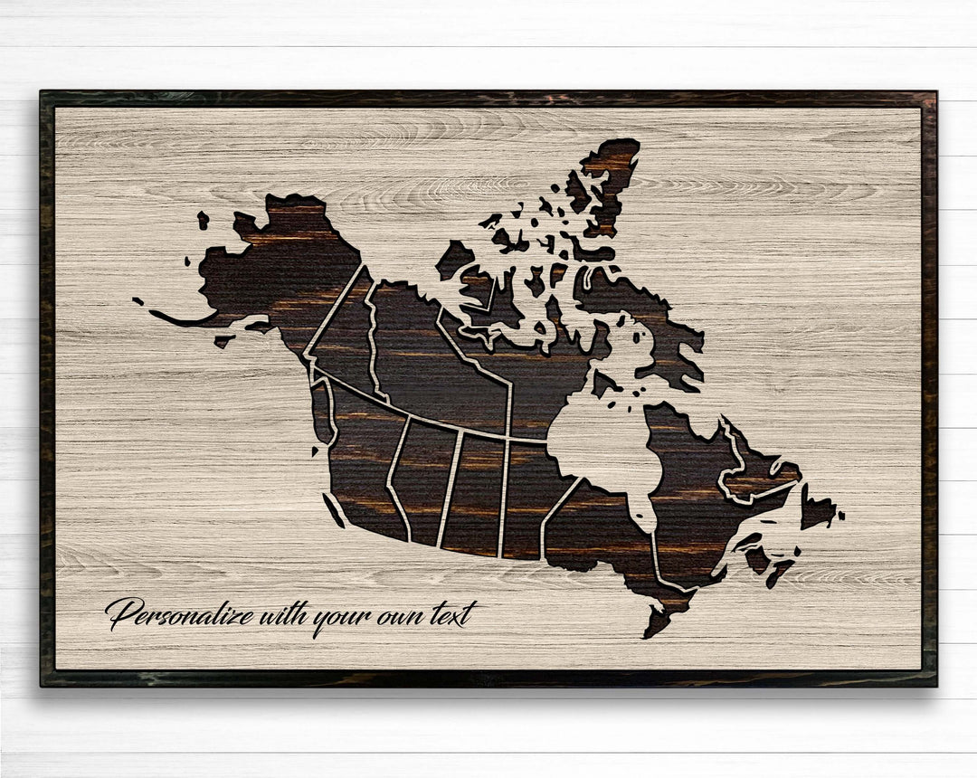 Canada push pin map wood wall art