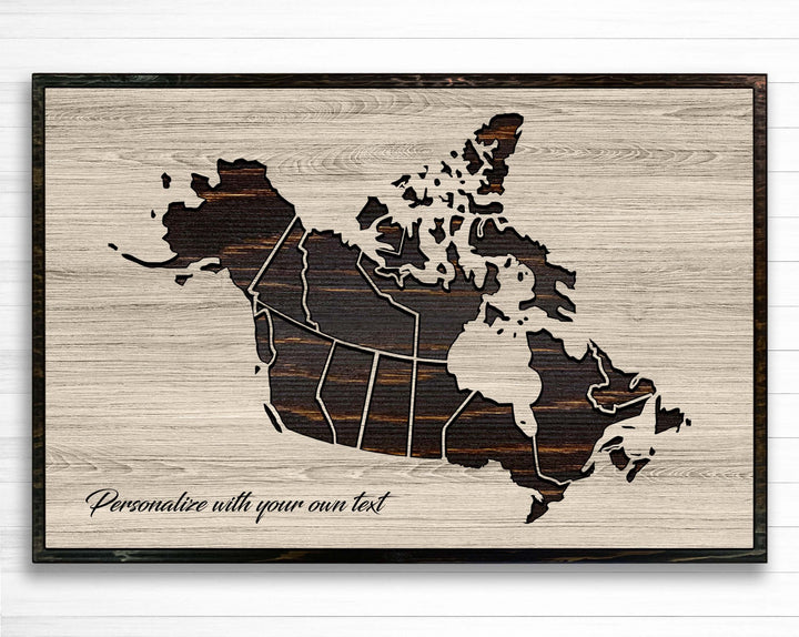 Canada push pin map wood wall art