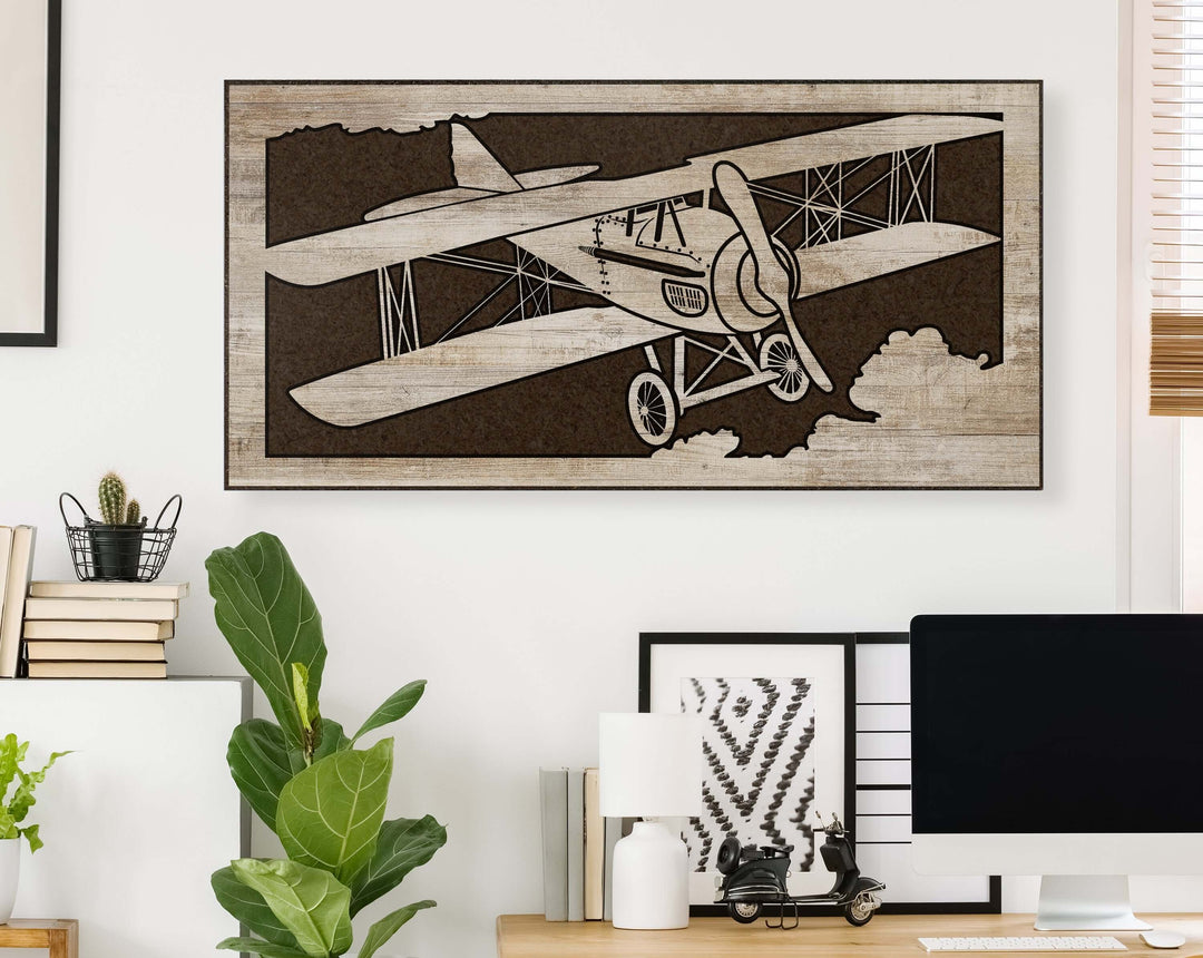 Airplane wood wall art. Wall decor for aviation, pilot, kids, nursery, or bedroom.